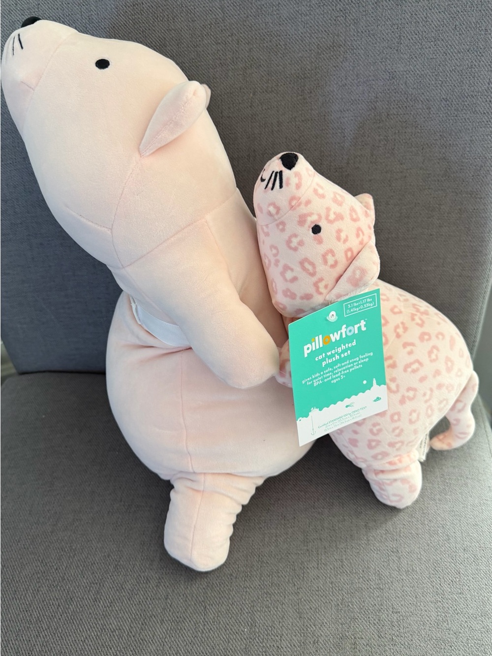 Pillowfort Weighted Pink Cat Plush Set Mommy & Baby NWT Hard  To Find